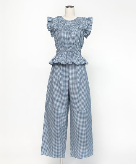チェックTOPS＆チェックワイドパンツ【WCJ-PP-144BLU/WCJ-PP-132BLU】