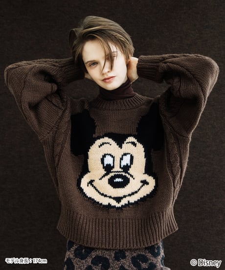 Disney / Face knit pullover【WCJ-TD-048BRN】※11月上旬発売予定