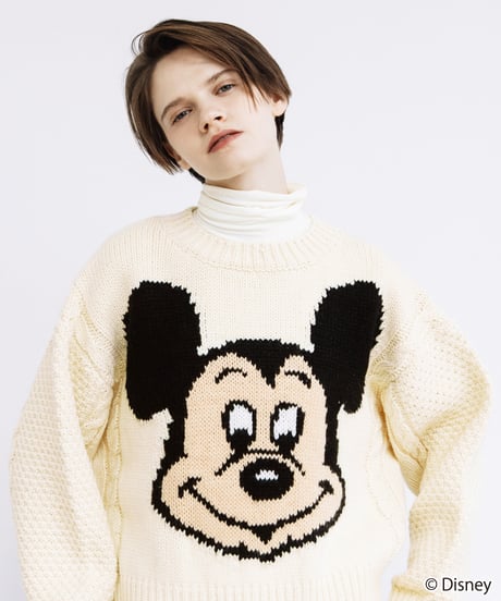 Disney / Face knit pullover【WCJ-TD-048IVO】※11月上旬発売予定