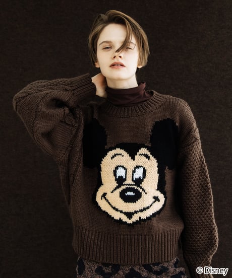Disney / Face knit pullover【WCJ-TD-048BRN】※11月上旬発売予定