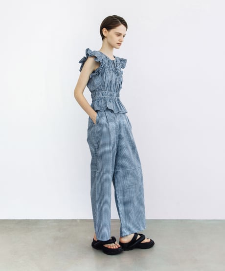 チェックTOPS＆チェックワイドパンツ【WCJ-PP-144BLU/WCJ-PP-132BLU】