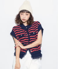 《予約10/25(日)まで｜２月ごろ入荷予定》【 MARGAUX VINTAGE 】- MG KN - 27021 - S - ボーダーシャネルニットベスト