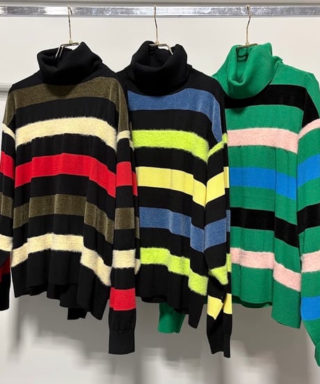 《予約8/2(日)まで｜１０月ごろ入荷予定》【 MARGAUX VINTAGE 】- MG KN - 26120 - A - 異素材ボーダータートルニット