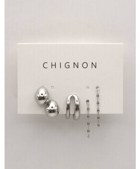 《9/23(水)18:00まで｜12/中旬〜入荷》【 CHIGNON 】[0066-777SH] ｽﾃﾝﾚｽﾋﾟｱｽ&ｲﾔｶﾌｾｯﾄ