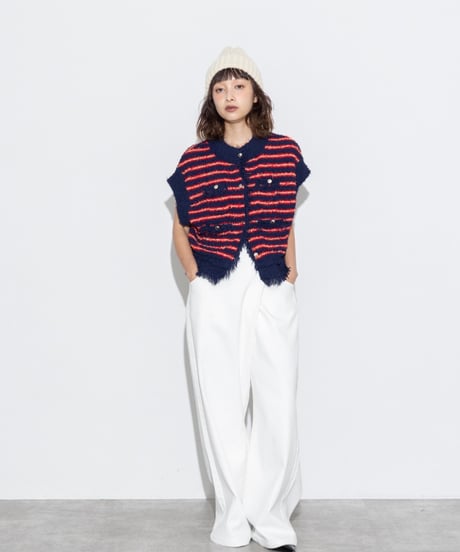 《予約10/25(日)まで｜２月ごろ入荷予定》【 MARGAUX VINTAGE 】- MG KN - 27021 - S - ボーダーシャネルニットベスト