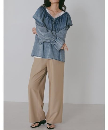 《9/22(火)まで｜12/上旬〜入荷》【 CHIGNO】[1566-689BL] ｵｰﾊﾞｰﾌﾘﾙﾃﾞﾆﾑBL