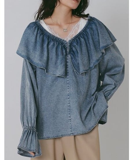 《9/22(火)まで｜12/上旬〜入荷》【 CHIGNO】[1566-689BL] ｵｰﾊﾞｰﾌﾘﾙﾃﾞﾆﾑBL