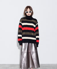 《予約8/2(日)まで｜１０月ごろ入荷予定》【 MARGAUX VINTAGE 】- MG KN - 26120 - A - 異素材ボーダータートルニット