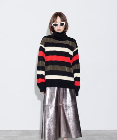 《予約8/2(日)まで｜１０月ごろ入荷予定》【 MARGAUX VINTAGE 】- MG KN - 26120 - A - 異素材ボーダータートルニット