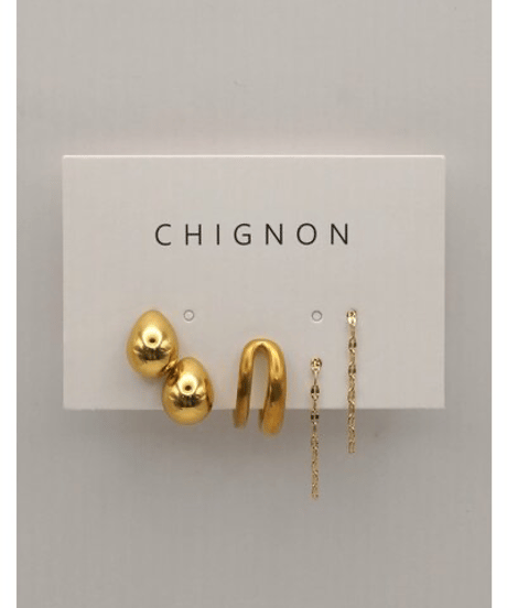《9/23(水)18:00まで｜12/中旬〜入荷》【 CHIGNON 】[0066-777SH] ｽﾃﾝﾚｽﾋﾟｱｽ&ｲﾔｶﾌｾｯﾄ