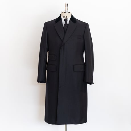 Chesterfield Coat / Navy Herringbone