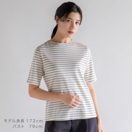 【SISIA】タッサースパンシルク ボーダーＴシャツ