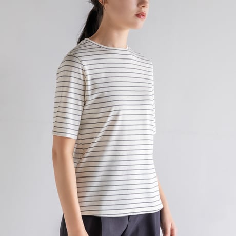 【SISIA】タッサースパンシルク ボーダーＴシャツ
