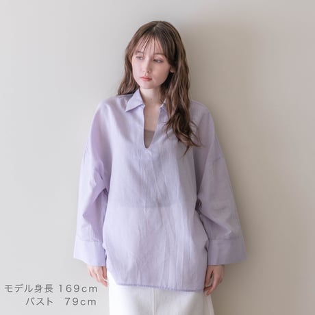 【hasegawa】シルケットコットン スキッパ―シャツ