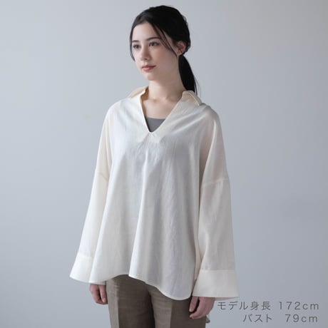 【hasegawa】シルケットコットン スキッパ―シャツ
