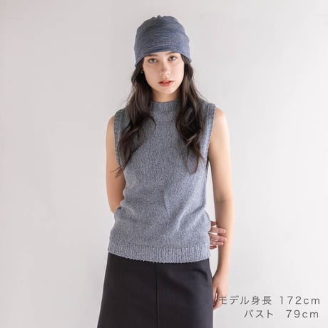 【sof.】シルク天竺モックネックベスト