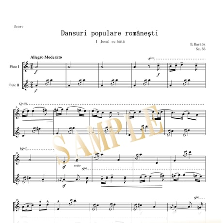 【Flute Duo】ルーマニア民俗舞曲 Sz.56｜全6曲 / バルトーク