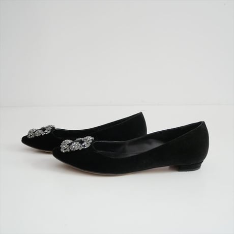 MANOLO BLAHNIK HANGISI ハンギシ　ベルベットフラットシューズ 2608-1315