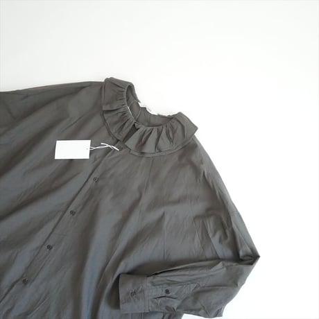 2025AW 未使用 TOUJOURS cotton silk faille cloth ruffle collar baggy shirt MM43VS02 2608-0292