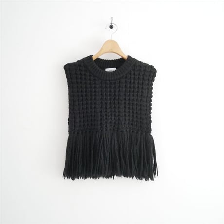 HYKE / WAFFLE KNIT SWEATER TOP WITH FRINGE / 11373 2602-0943