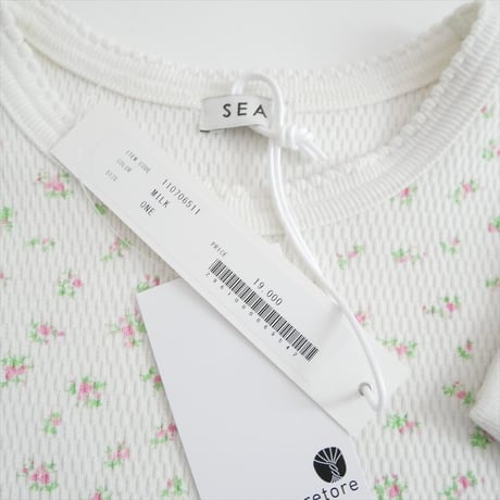 2026 未使用 SEA コットン フローラル サーマル 長袖Tシャツ 110706511 2608-1474