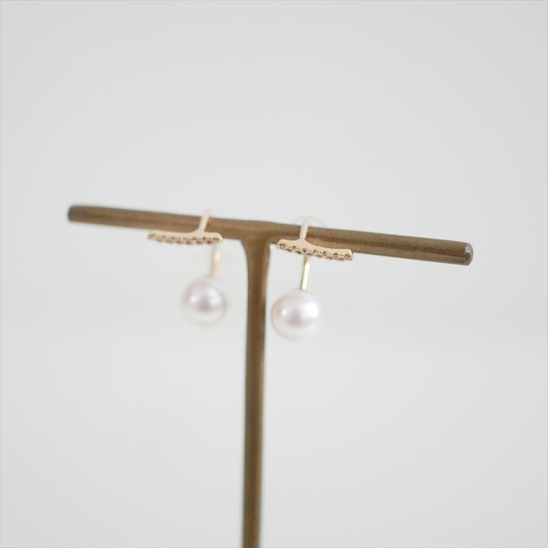 継続販売品 Hirotaka ショートバー ダイヤモンド ピアス / アコヤ