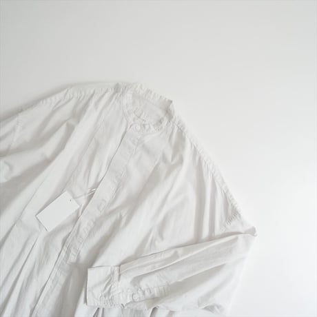 2025AW 未使用 TOUJOURS garment dye organic cotton poplin front wide tuck shirt dress 2605-1355