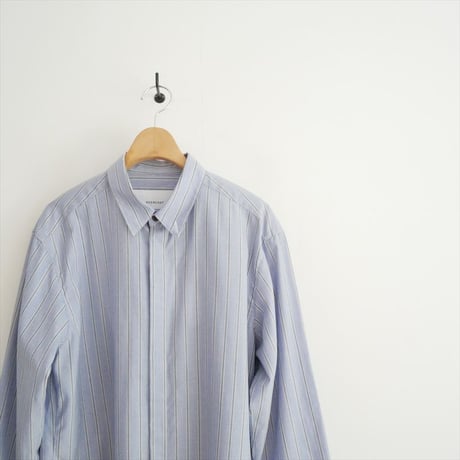 2026・人気完売品 OVERCOAT Wool Shirt in Blue Stripe S26T01-NKST 2607-0377