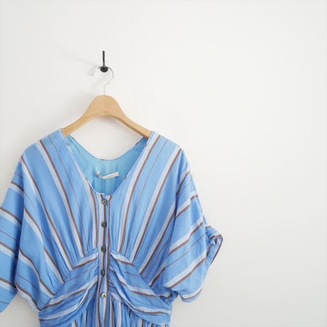 2025SS・人気完売品 ne Quittez pas / Cotton Voile Stripe Waist Gather Dress / 010451GR2 2601-1080