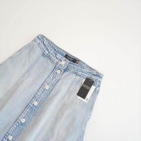 2026SS 未使用 LAUREN RALPH LAUREN ボタンフロント デニム ミディ スカート WMLRSKTS6H20310 2608-1079