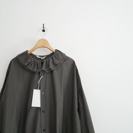 2025AW 未使用 TOUJOURS cotton silk faille cloth ruffle collar baggy shirt MM43VS02 2608-0292