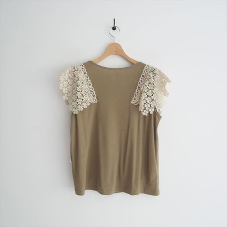 継続販売品 / 未使用 / REI THE LACES CHAMBER レイ ザ レース チェンバー / Cベルギーリネン lacyTシャツ 3 / 9067 / 2506-0937