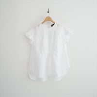 2026SS今季 未使用 Pale Jute Frill and lace mesh linen blouse 2607-1160