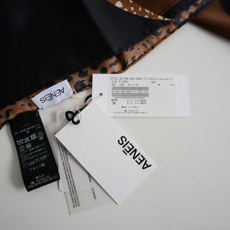 継続販売品 未使用 JOURNAL STANDARD L'ESSAGE購入品 AENEIS ECLIPSE ANIMAL Silk Scarf 68-EBANO スカーフ 2610-0910