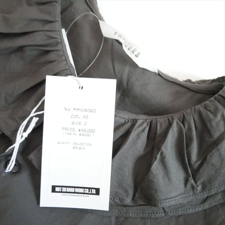 2025AW 未使用 TOUJOURS cotton silk faille cloth ruffle collar baggy shirt MM43VS02 2608-0292