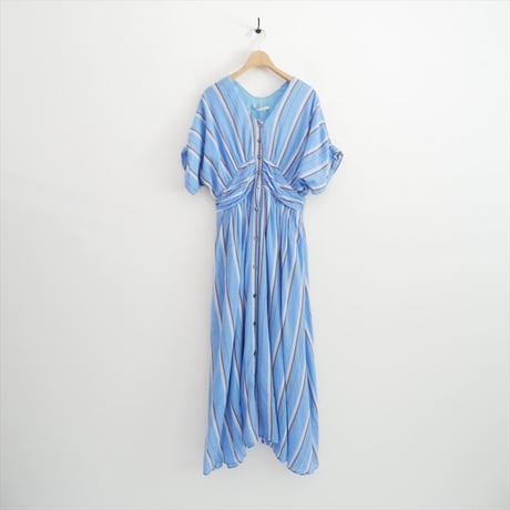2025SS・人気完売品 ne Quittez pas / Cotton Voile Stripe Waist Gather Dress / 010451GR2 2601-1080