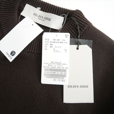 2025AW 未使用 DEUXIEME CLASSE購入品 GOLDEN GOOSE REGULAR CREW NECK LOGO ニット 25080510000130 2604-0444