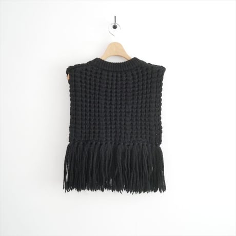 HYKE / WAFFLE KNIT SWEATER TOP WITH FRINGE / 11373 2602-0943