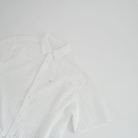 2026SS 未使用 SPICK&SPAN カットワークエンブロイダリーハーフスリーブシャツ 26050200305020 2608-1265