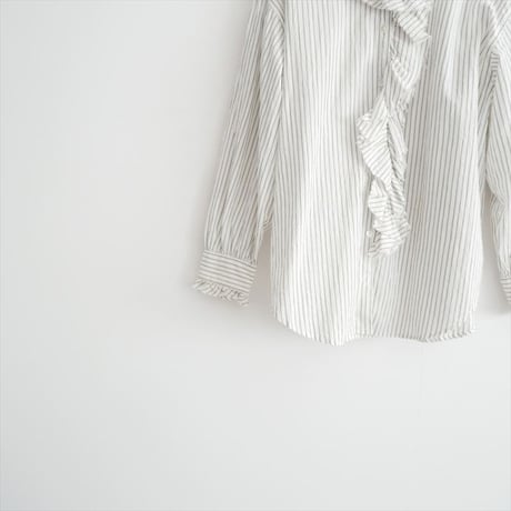 Cloth&Cross ストライプフリルフリンジブラウス 2605-0740