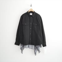 2025 未使用 Sacai ブラック サテン＆デニム シャツ 25-08191 2604-2051