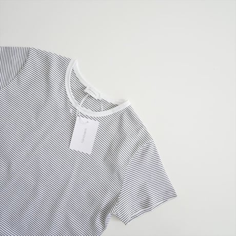 2026SS今季 未使用 handvaerk 60/2 クルーネック半袖Tシャツ STRIPE 2607-0437