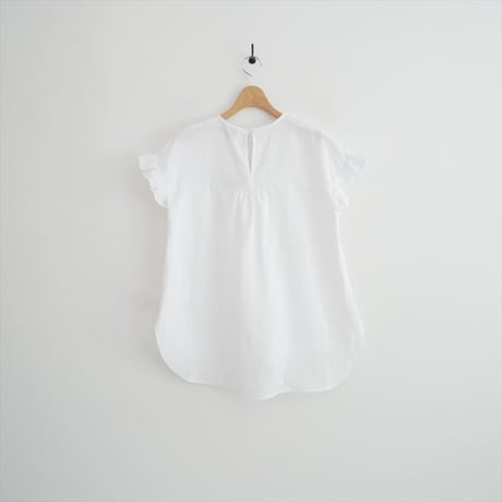 2026SS今季 未使用 Pale Jute Frill and lace mesh linen blouse 2607-1160
