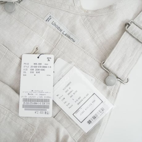2025SS・人気完売品 未使用 L'Appartement別注 UNION LAUNCH LINEN OVERALL 25030570006410 2607-2098