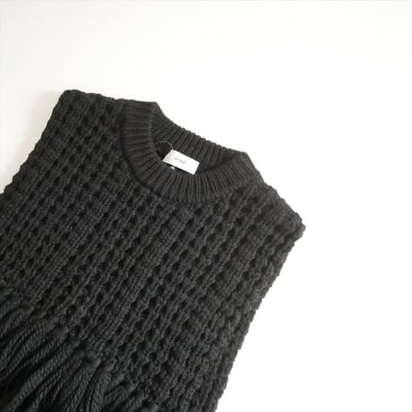 HYKE / WAFFLE KNIT SWEATER TOP WITH FRINGE / 11373 2602-0943