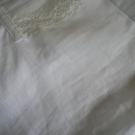 2026SS今季 未使用 Pale Jute Frill and lace mesh linen blouse 2607-1160