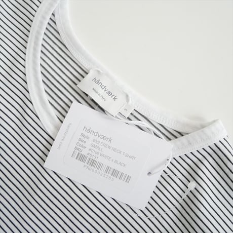 2026SS今季 未使用 handvaerk 60/2 クルーネック半袖Tシャツ STRIPE 2607-0437