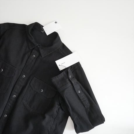 2025 未使用 Sacai ブラック サテン＆デニム シャツ 25-08191 2604-2051