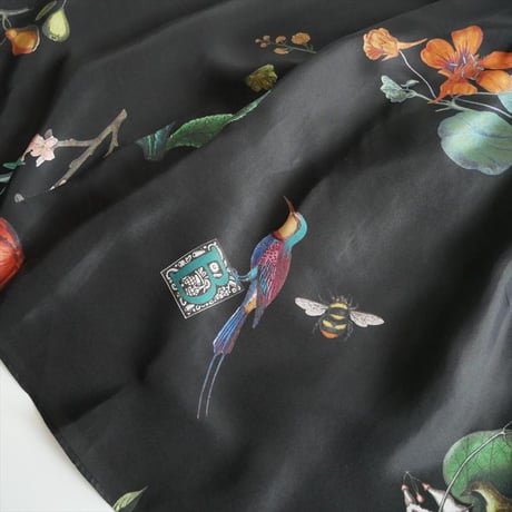 人気完売品 CABaN TOMORROWLAND BIRD SINGING シルク フレアスカート 39054105501 2610-2056