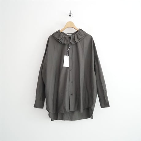 2025AW 未使用 TOUJOURS cotton silk faille cloth ruffle collar baggy shirt MM43VS02 2608-0292
